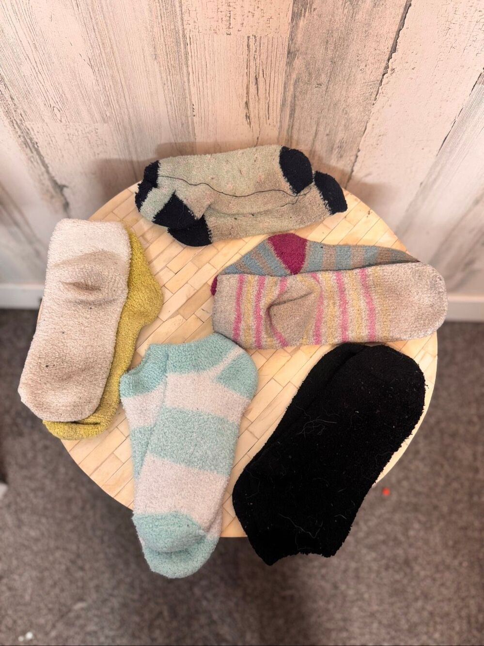 Fuzzy Cozy Ankle Bed Socks Bundle Multi Color Striped Solid Warm Lounge 5 Pairs
